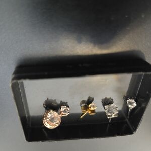 Elegant Gold and Silver Stud Earrings Set